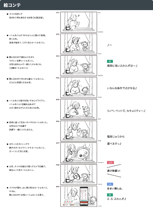 鹿谷弥生さん出演「いろんな条件でさがせる」篇 絵コンテ